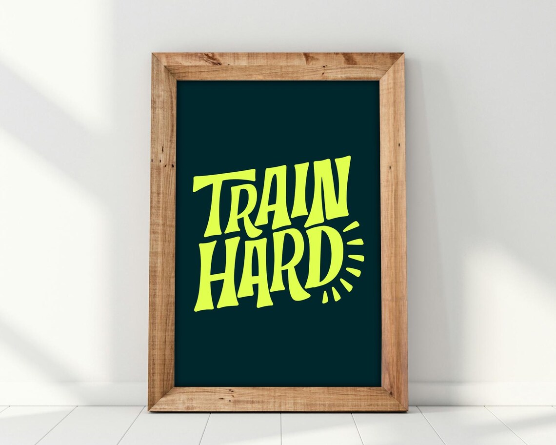 Train Hard Neon Fitness Motivational Poster - Image 3