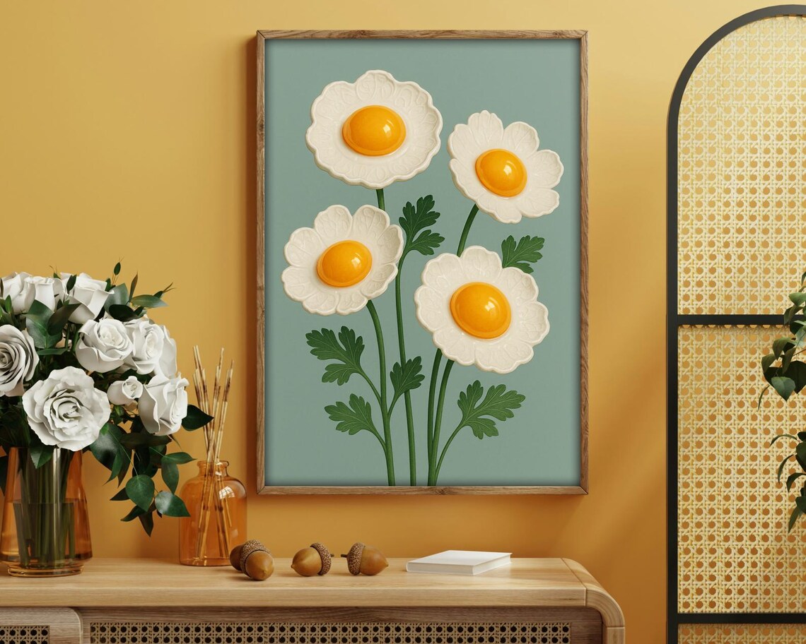 Porcelain Petal Egg Flowers, Surreal Botanical Art Print - Image 4
