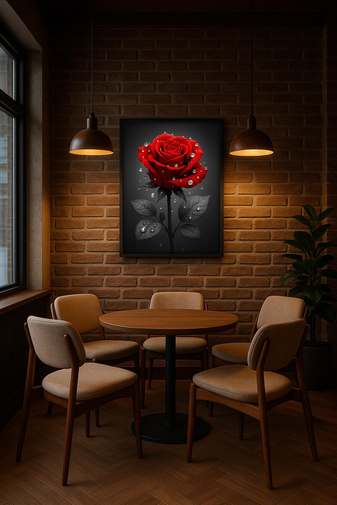 Dramatic Red Rose Gothic Floral Art Print - Image 2