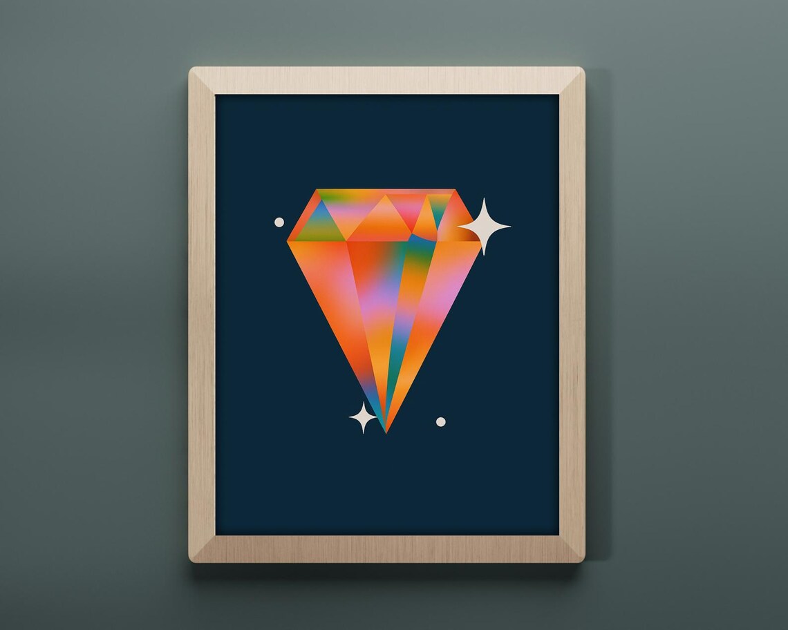 Gem Art Print, Vibrant Crystal Illustration - Image 3