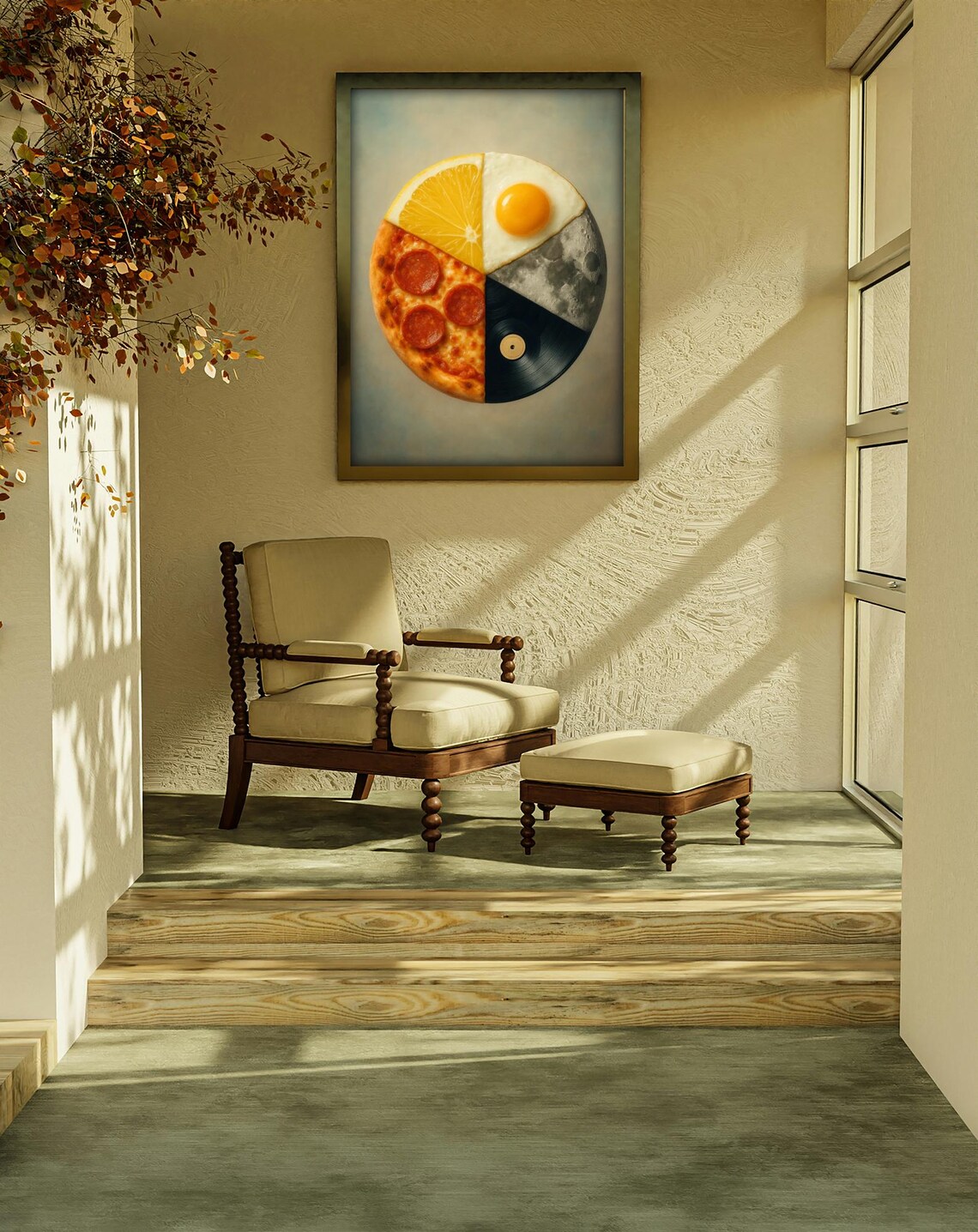 Surreal Food Space Collage, Whimsical Modern Poster - Image 4