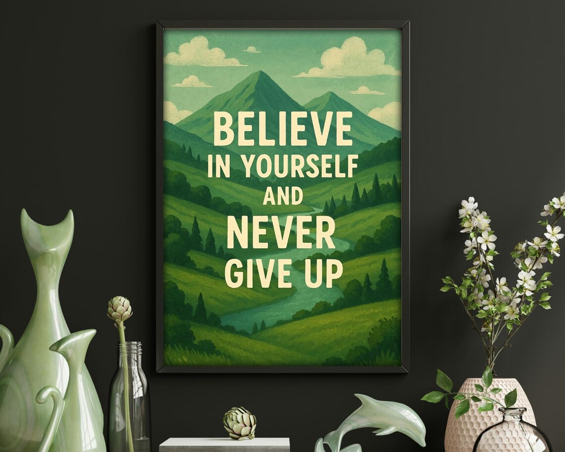 Believe In Yourself Inspirational Mountain Landscape