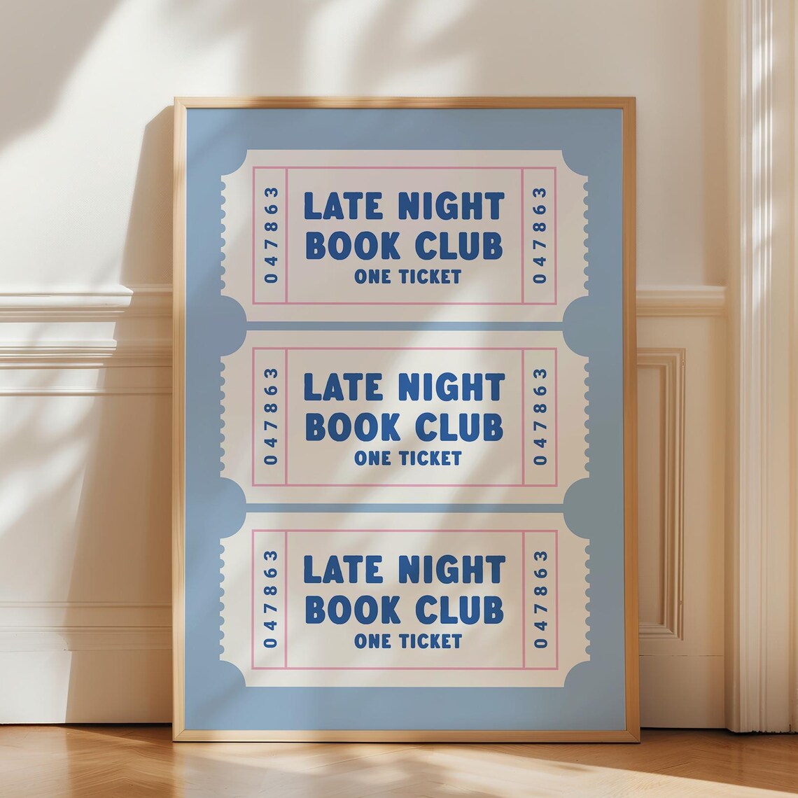 Late Night Book Club Ticket Retro Wall Art Print
