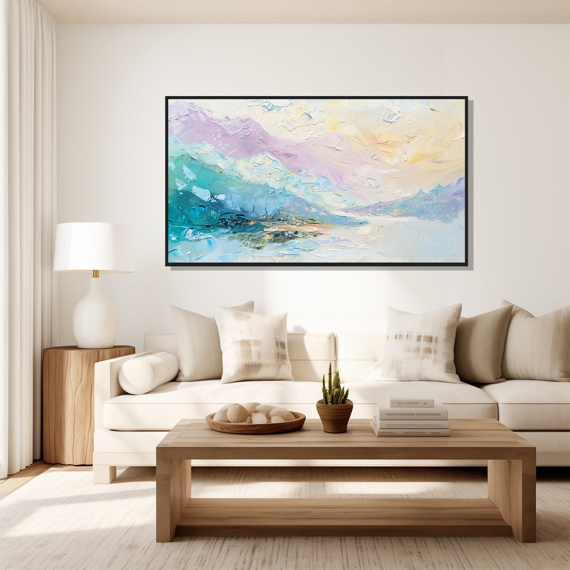 Mountain Lake Vista Modern Abstract Painting Wall Art Print Frame Tv Art Tv - Image 5