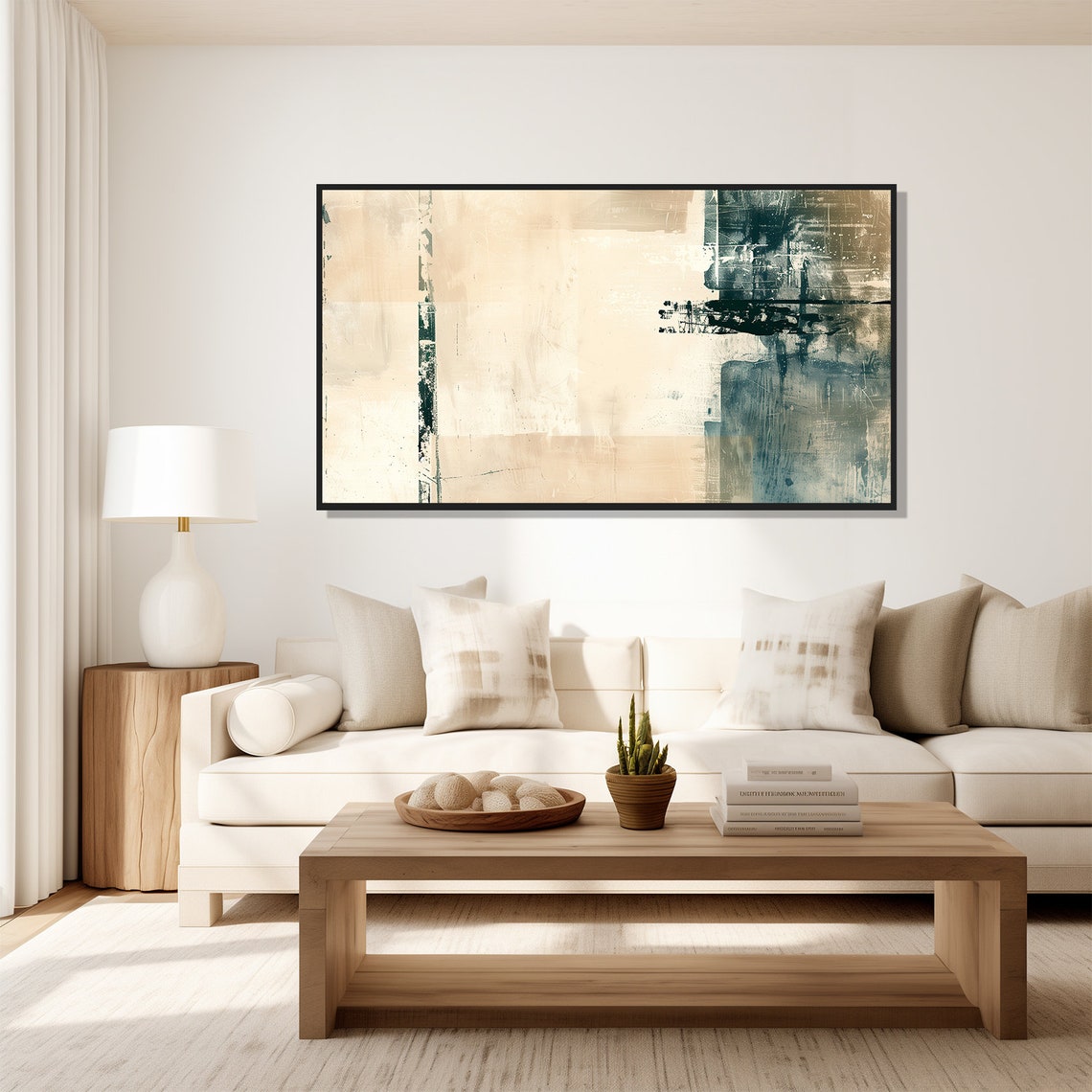 Gestural Beige Modern Abstract Painting Wall Art Print Frame Tv Art Tv - Image 5