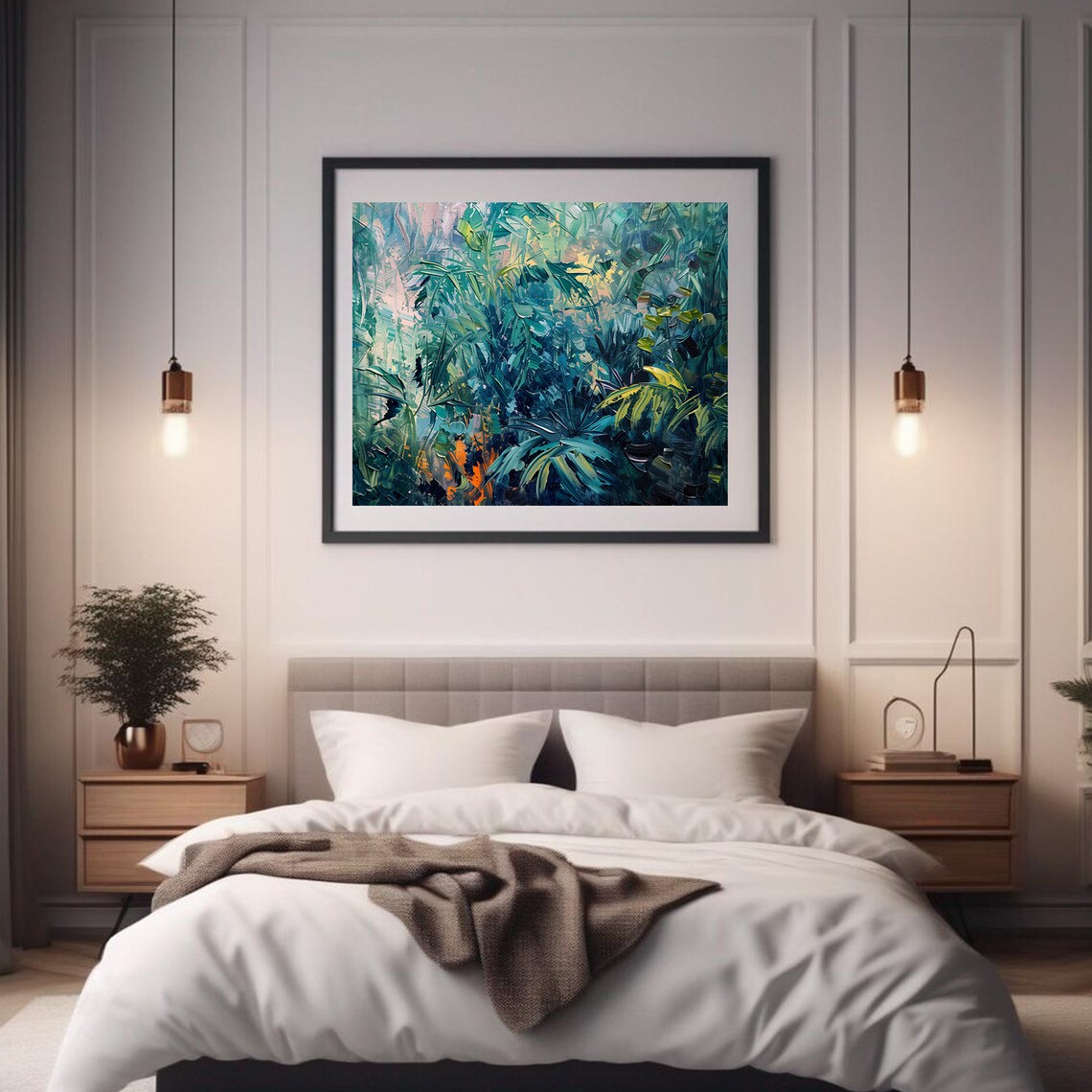 Jungle Waterfall Oil Painting Wall Art Print Frame Tv Art Tv - Image 2