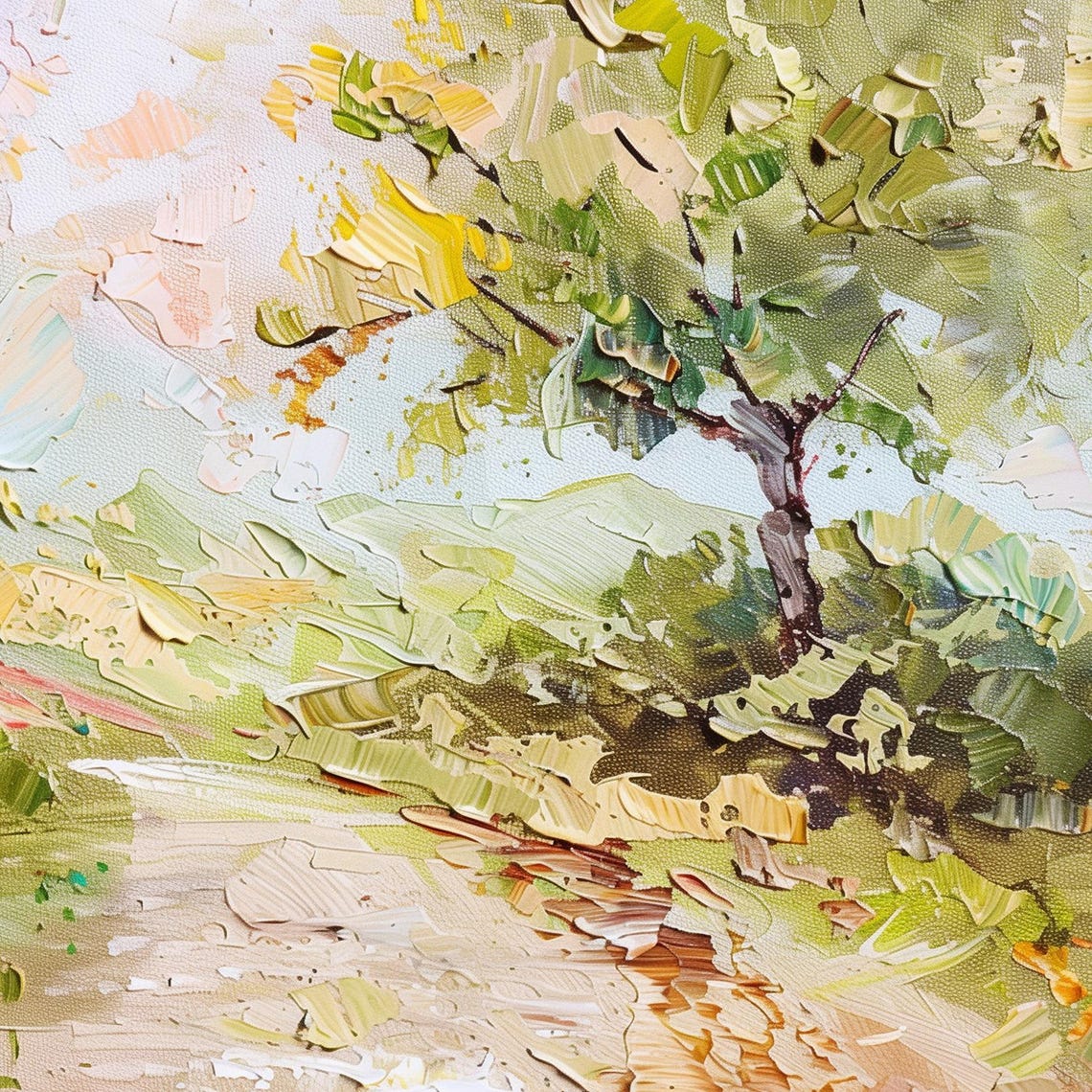 Green Prairie Path Country Meadow Impressionist Landscape Poster - Image 6