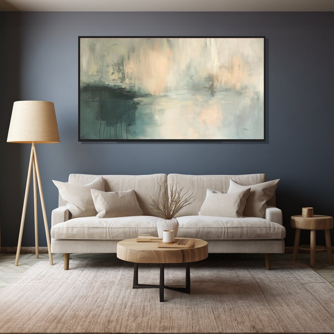 Soft Sage Blush Abstract Water Reflection Minimalist Art Print Poster - Image 4