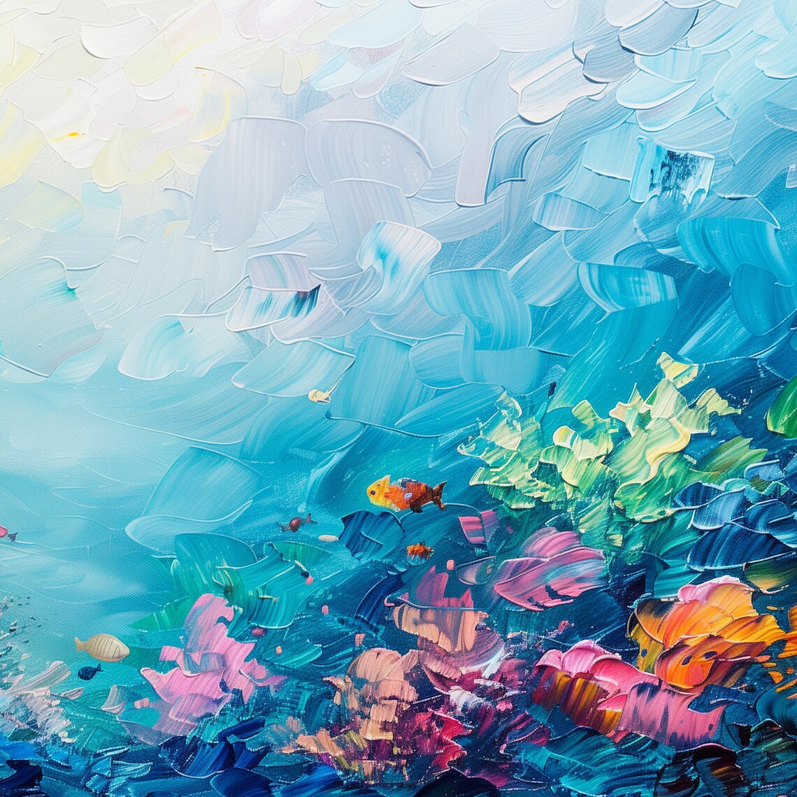 Coral Reef Oil Painting Wall Art Print Frame Tv Art Tv - Image 6