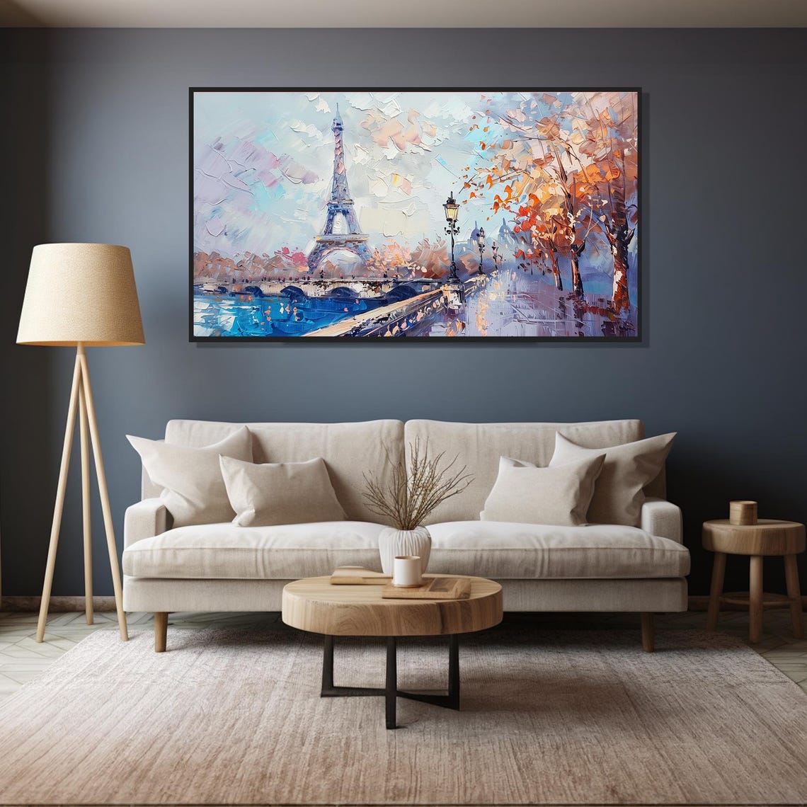 Paris Eiffel Tower Autumn Trees Seine Bridge Romantic Travel Poster - Image 4