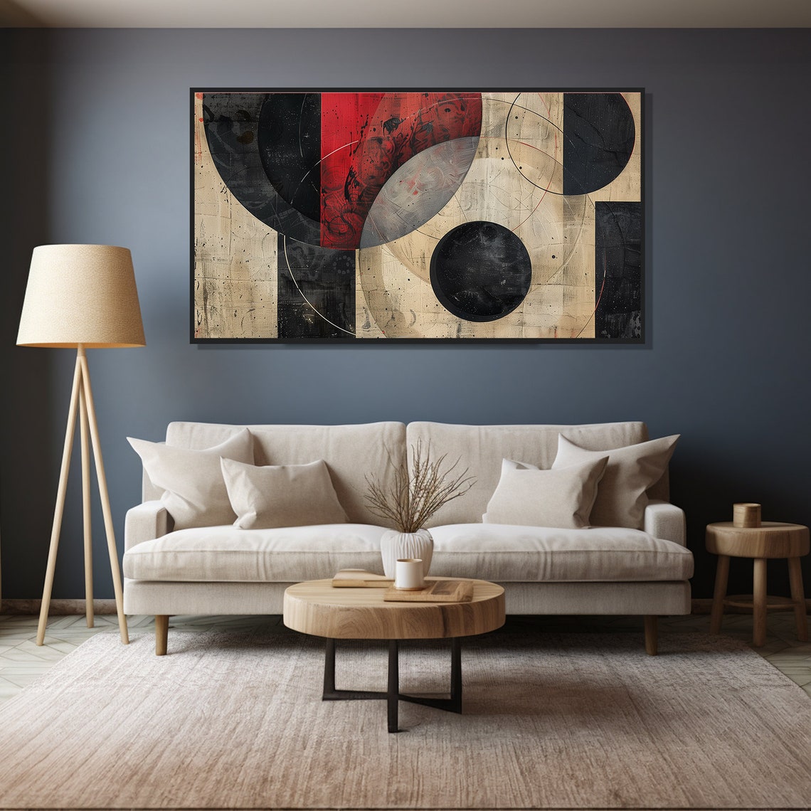 Geometric Circles Abstract Painting Bold Red Black Orbit Modern Poster - Image 4
