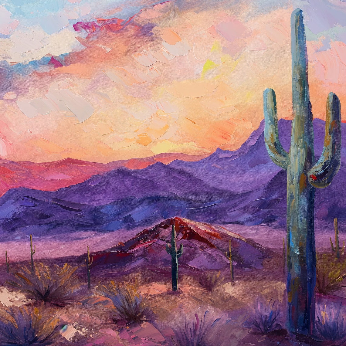 Desert Sunset Oil Painting Wall Art Print Frame Tv Art Tv - Image 6