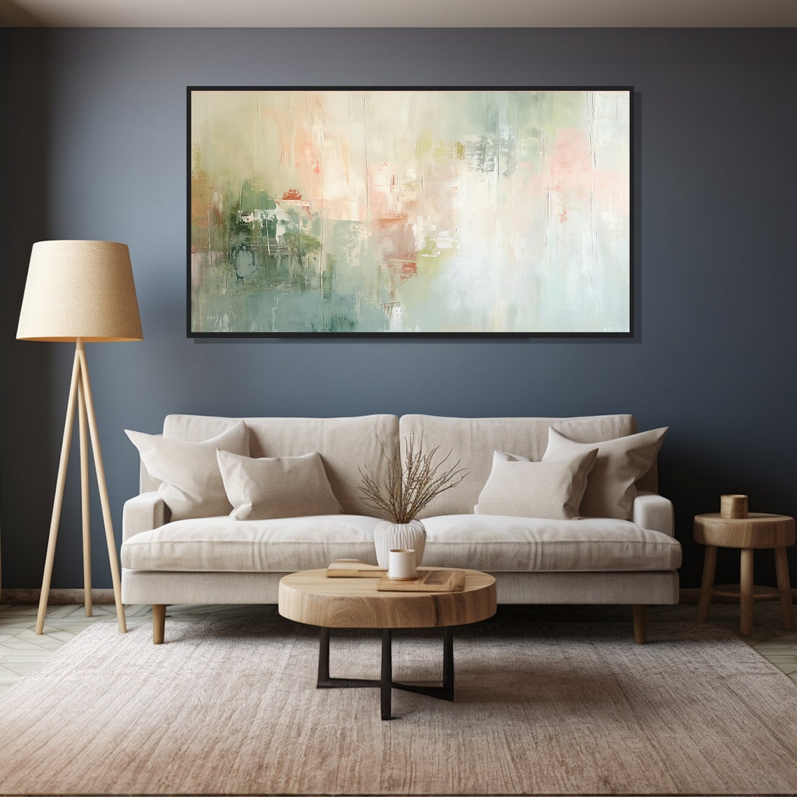 Calm Sage Green Blush Abstract Landscape Soft Modern Art Poster - Image 4