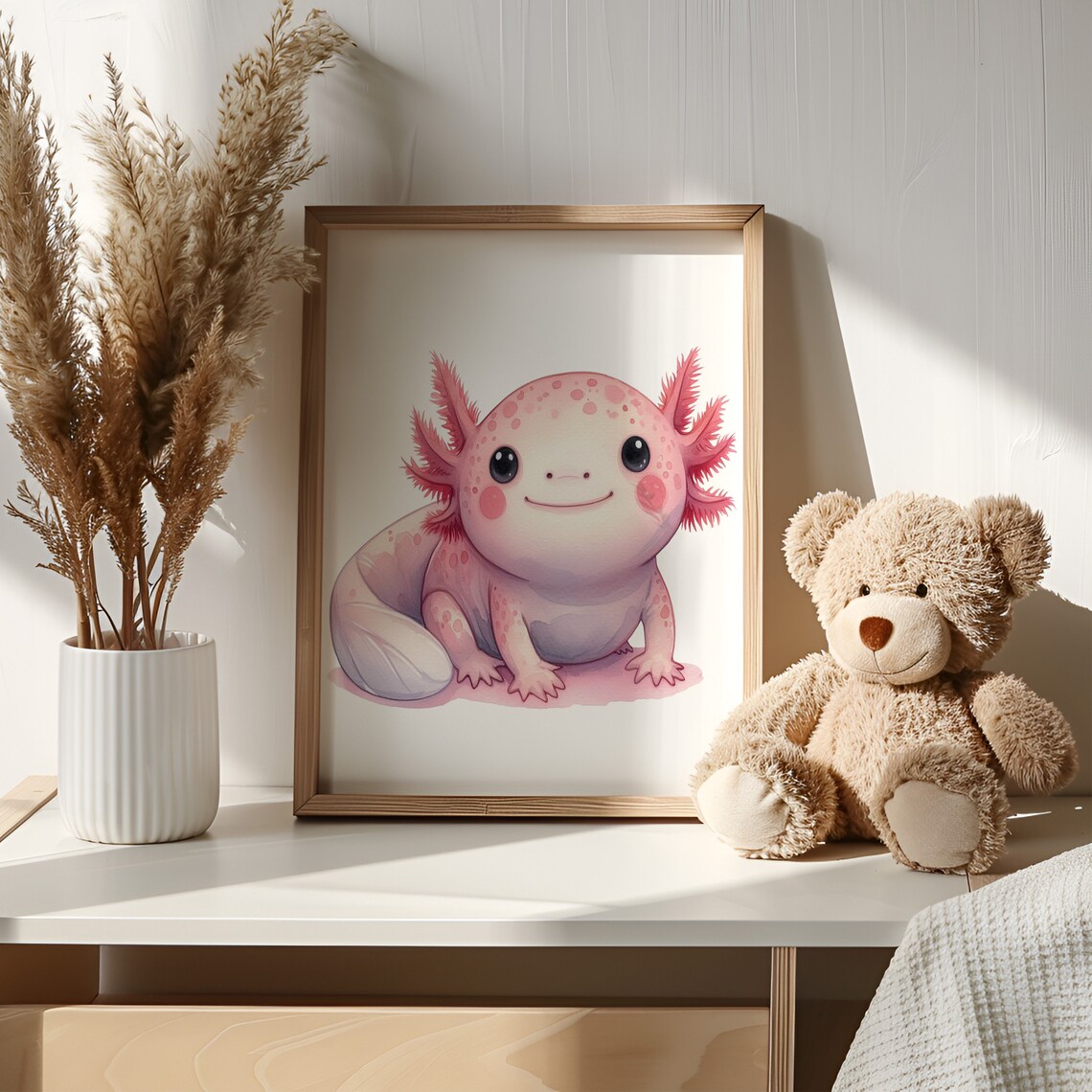 Axolotl Wall Art Axolotl Print Art Wall Art Prints Axolotl Art Decor Cute Axolotl Nursery Print Nursery Decor - Image 3