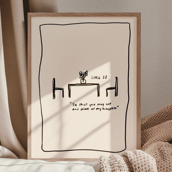 Sit With Jesus Print Neutral Christian Wall Art Handwritten Typography Poster Vertical