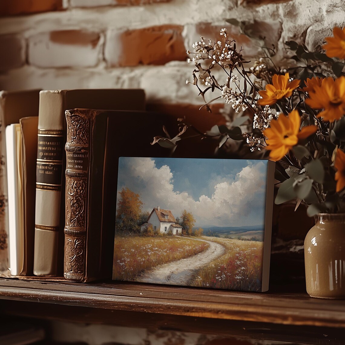 Country Cottage at the End of a Path Through Wildflowers Poster - Image 4