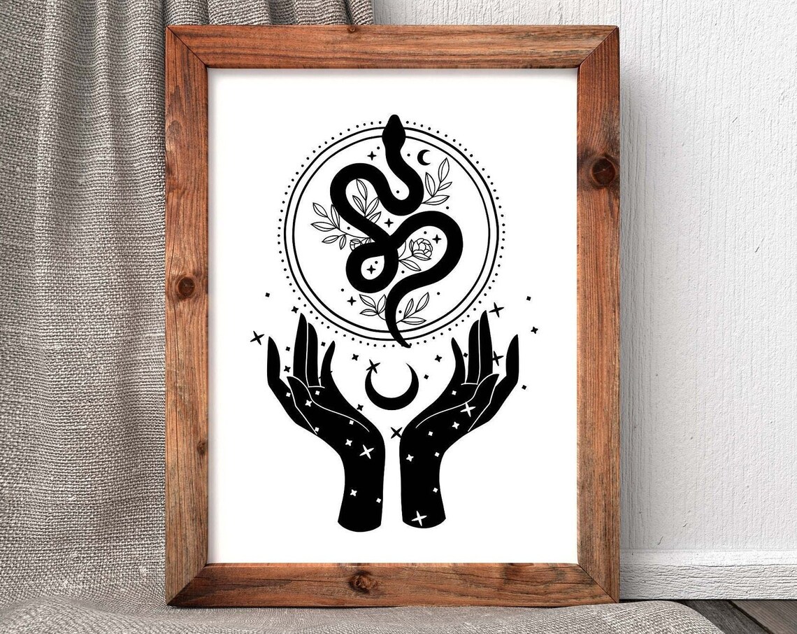 Celestial Mystic Snake Moon Stars Art Print - Image 3