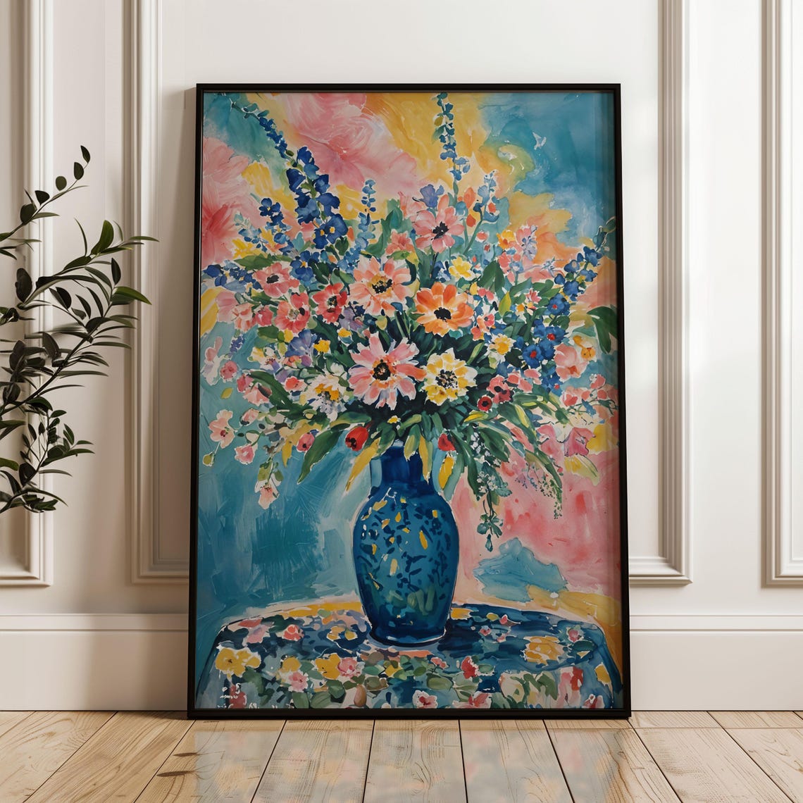 Henri Matisse Floral Bouquet Print Colorful Fauvism Style Vase Of Flowers Poster Wall Art For French Home Decor