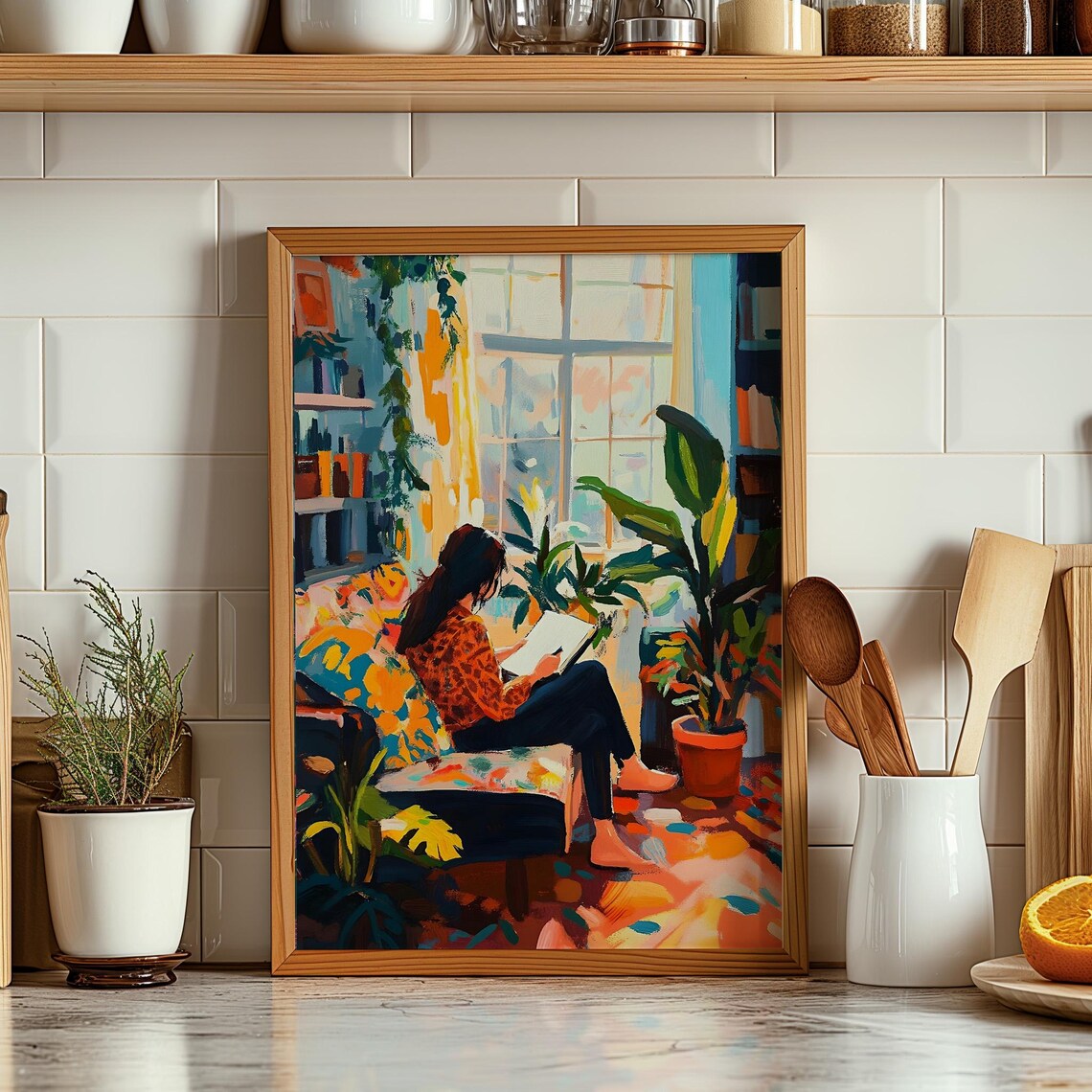 Henri Matisse Style Woman Reading In Sunlit Room Cozy Art Poster - Image 2