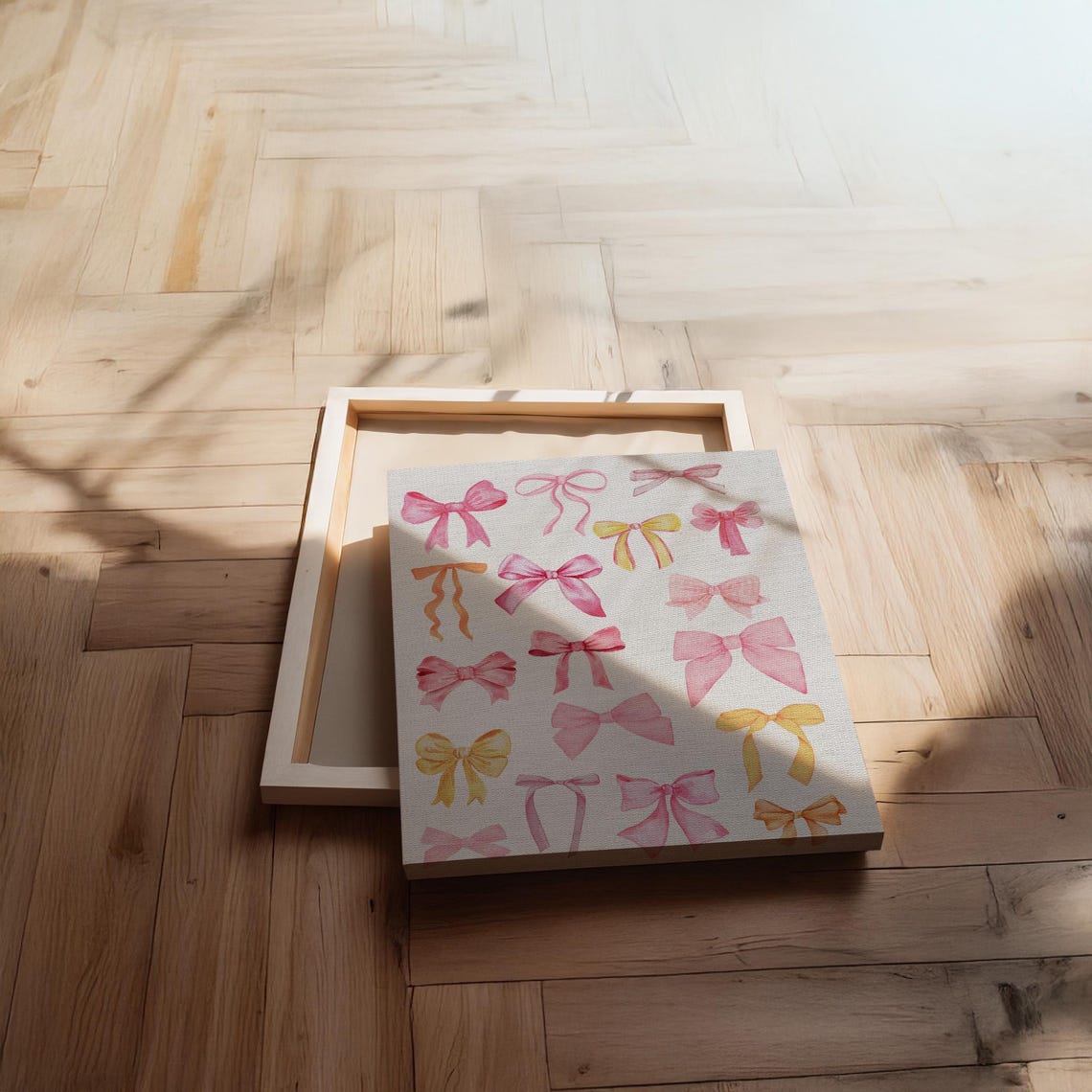 Pastel Pink Bow Watercolor Pattern Girly Ribbon Wall Decor Art Poster - Image 2