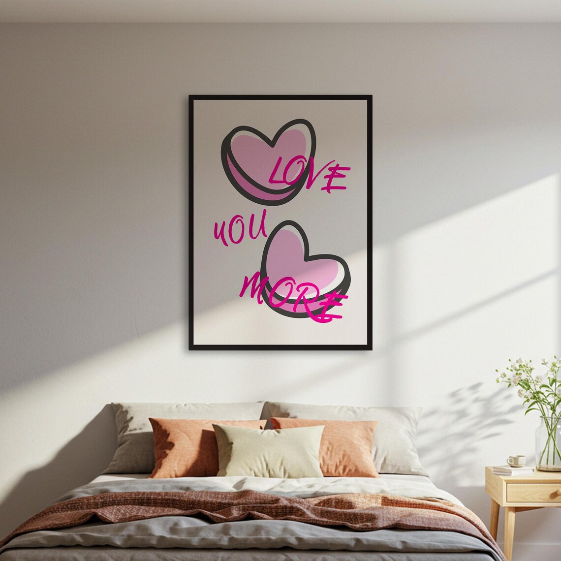 Love You More Heart, Minimalist Romantic Poster