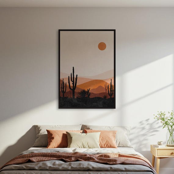 Desert Landscape Poster Boho Wall Art Print Modern Southwest Decor Framed Or Unframed Nature Inspired