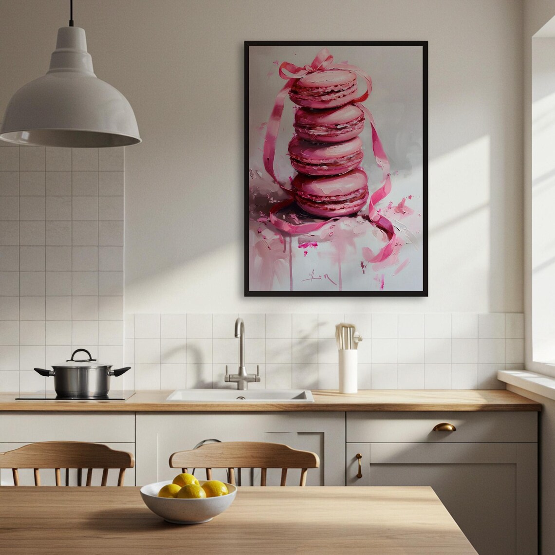 Pink Macarons Poster, Sweet Dessert Illustration - Image 4
