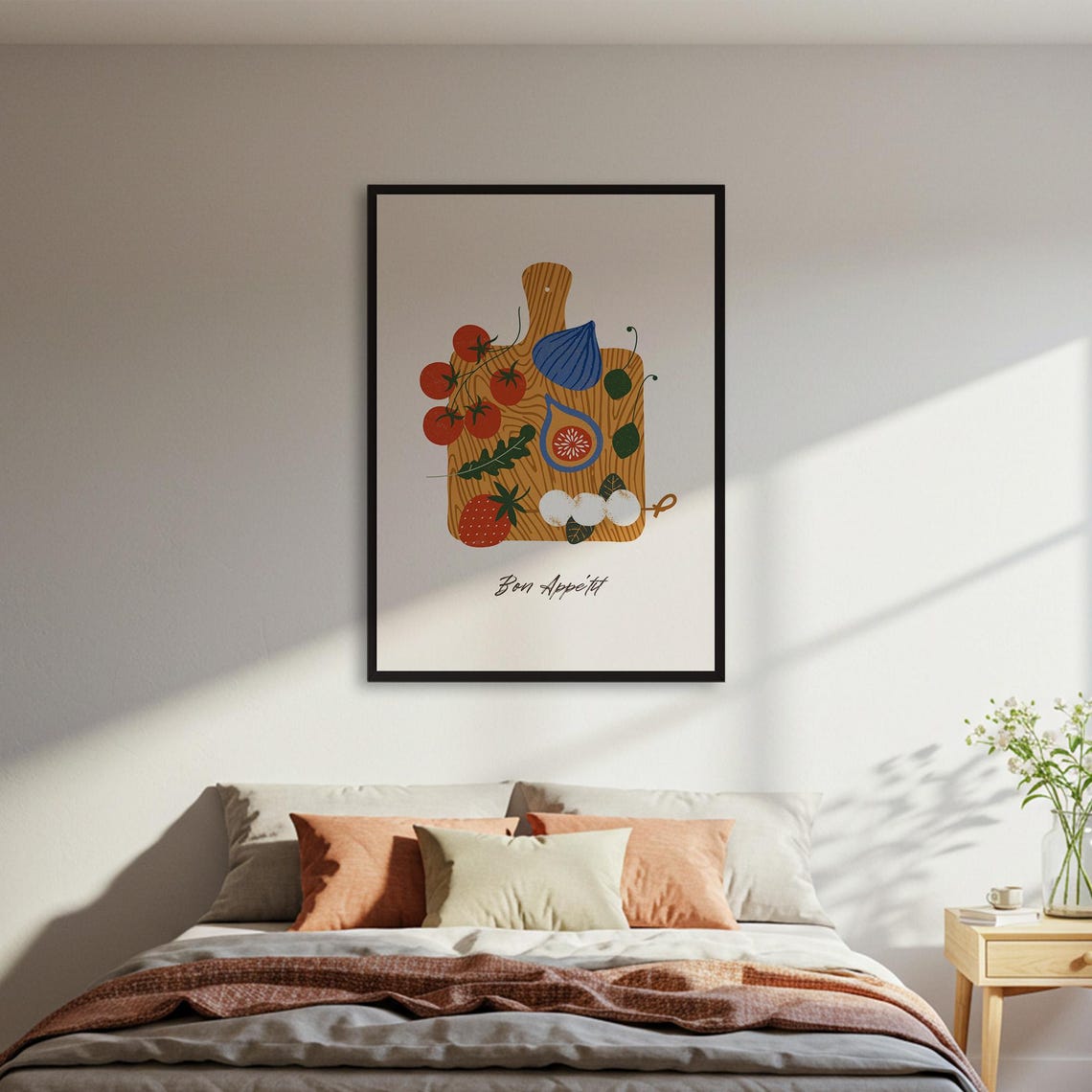 Bon Appetit Cutting Board Illustrated Kitchen Foodie Art Poster