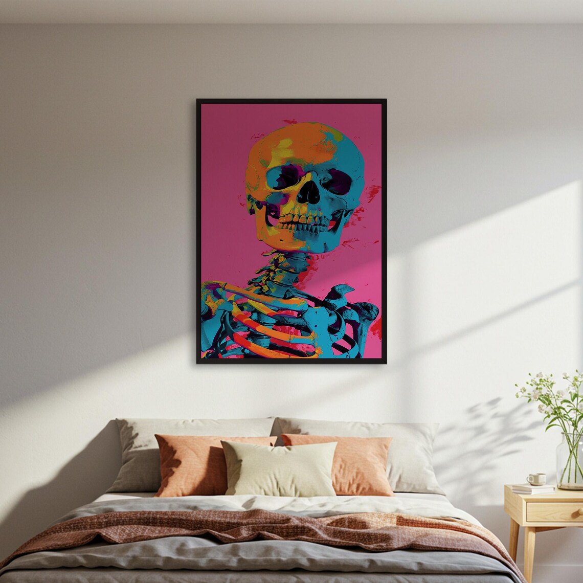 Colorful Skeleton, Pop Art Skull Poster
