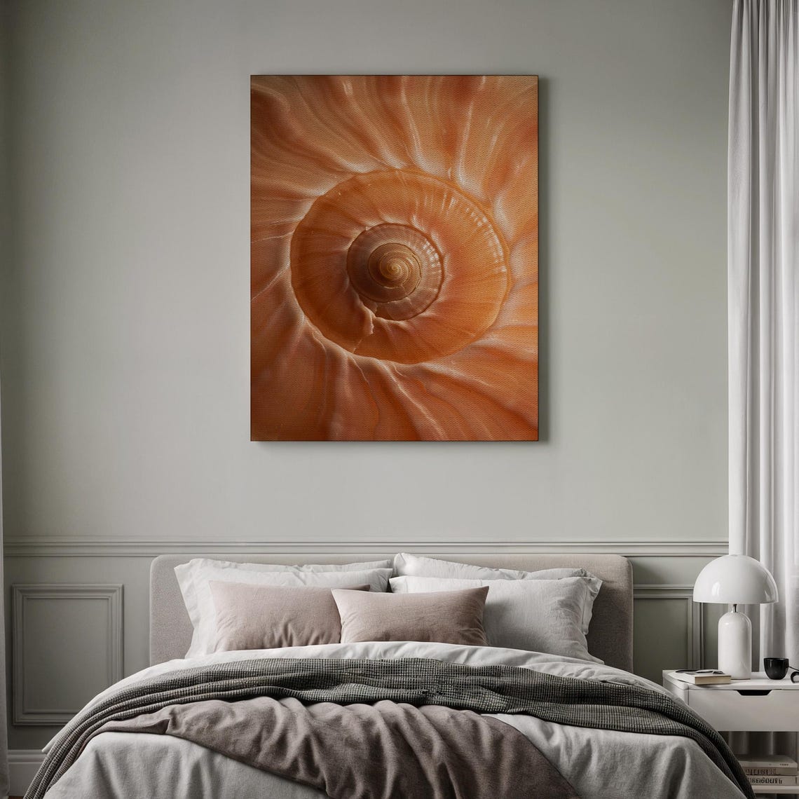 Seashell Spiral Macro Warm Beige Coastal Fibonacci Art Poster