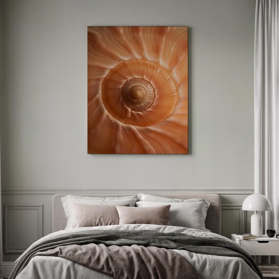 Seashell Spiral Macro Warm Beige Coastal Fibonacci Art Poster