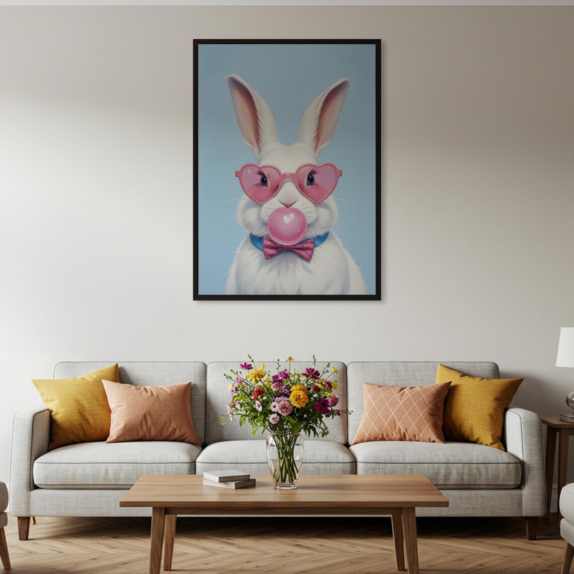 Cool Bunny Poster, Whimsical Nursery Animal Art - Image 4