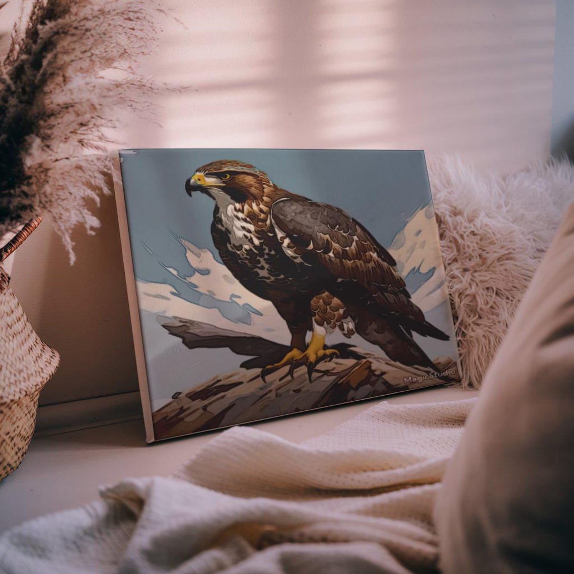 Golden Eagle Perched On Rock Wildlife Bird Of Prey Art Poster