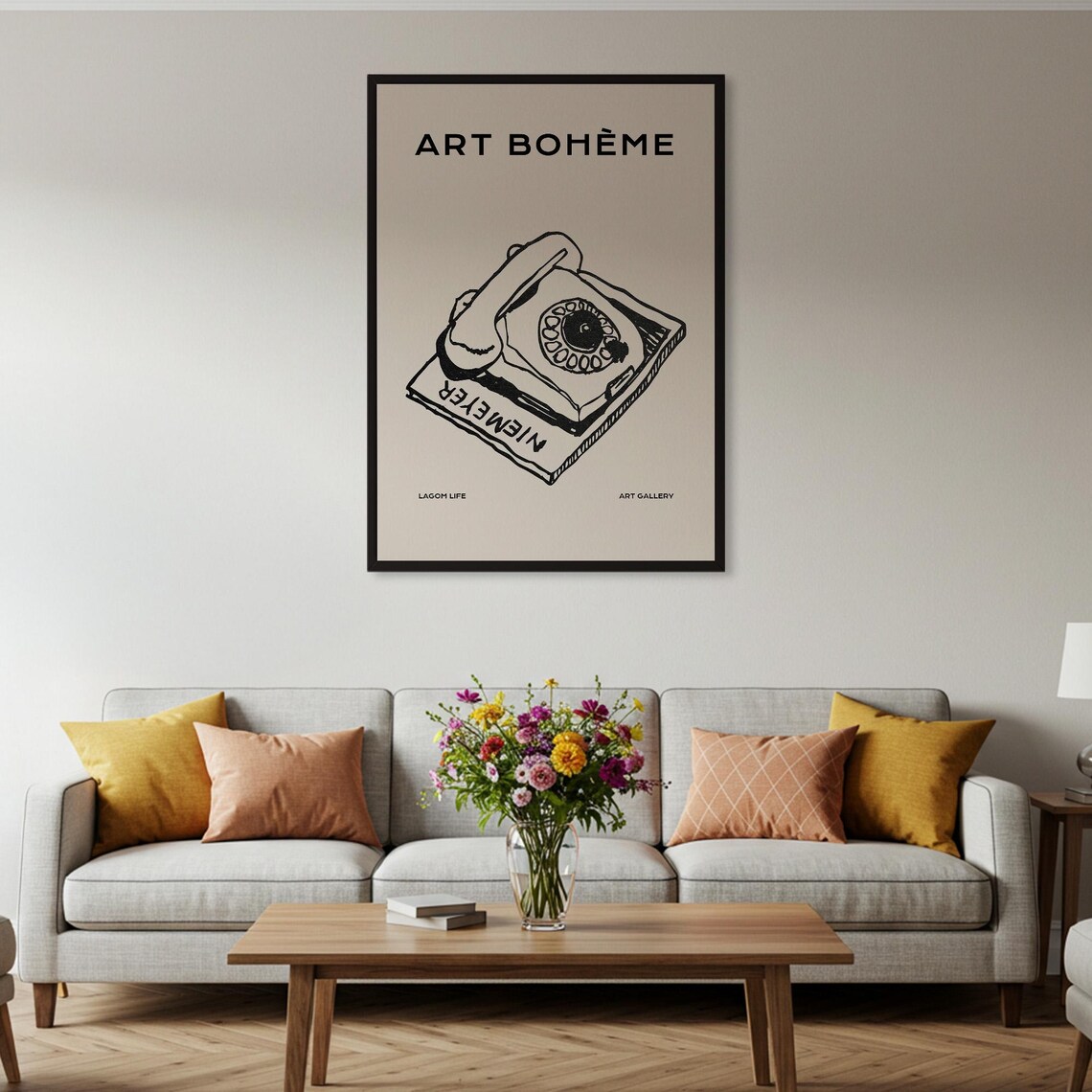Art Bohème Vintage Rotary Telephone Black Sketch Gallery Poster - Image 2