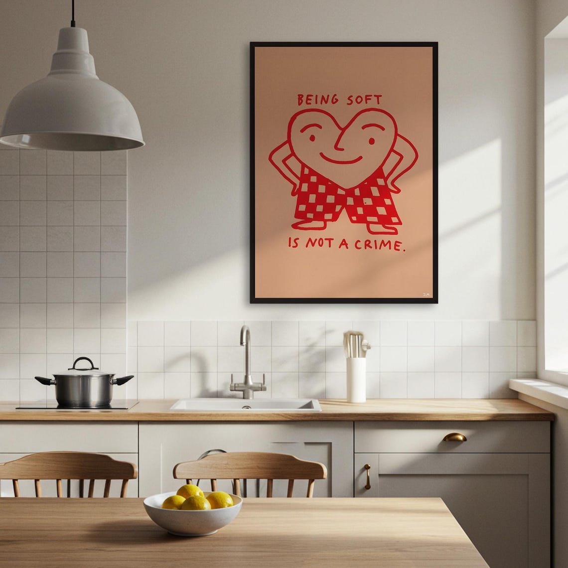 Being Soft Is Not A Crime Smiling Heart Character Quote Poster - Image 4