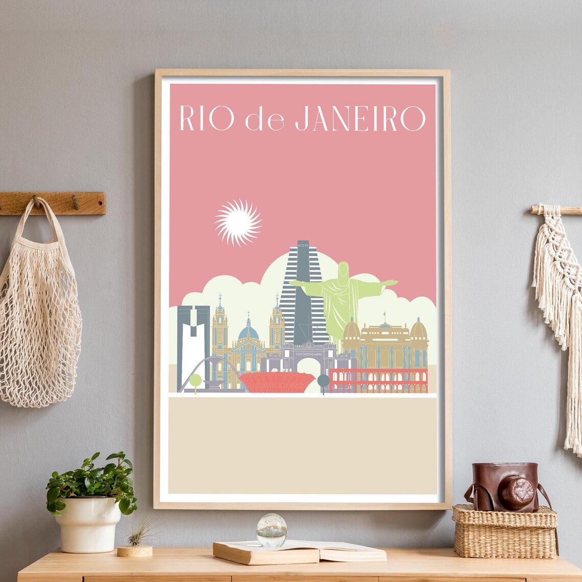 Rio de Janeiro Brazil Colorful Christ the Redeemer Skyline Poster
