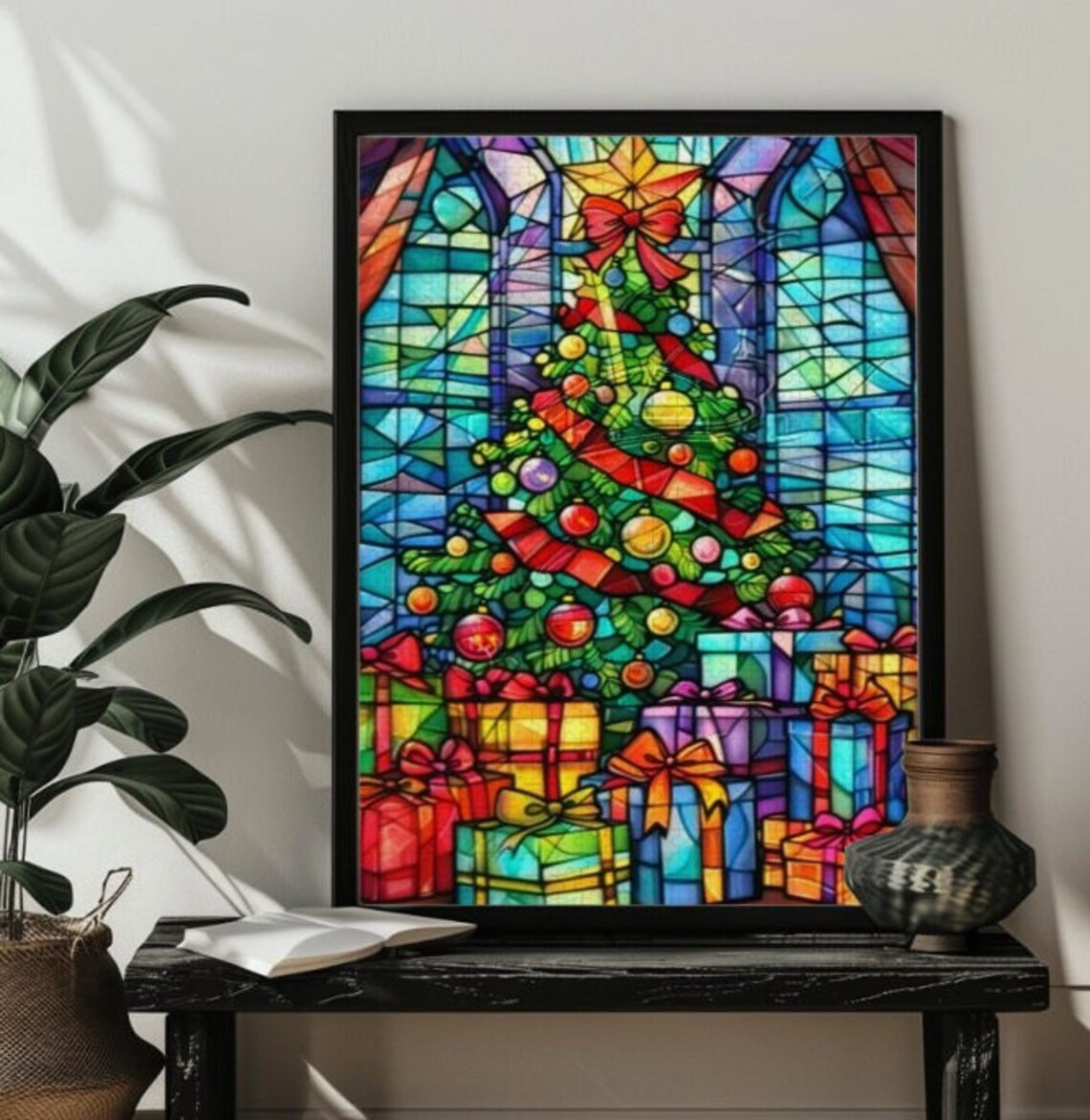 Stained Glass Christmas Tree Holiday Art Print - Image 2