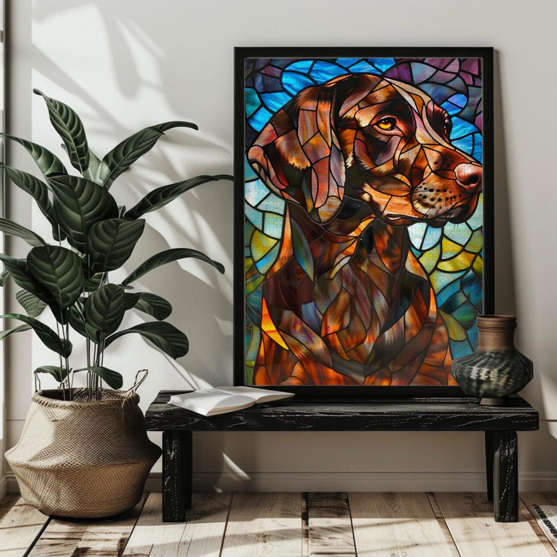 Stained Glass German Shorthaired Pointer Dog Head Portrait Poster - Image 4