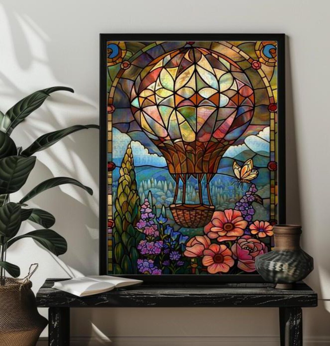Stained Glass Hot Air Balloon Wall Decor