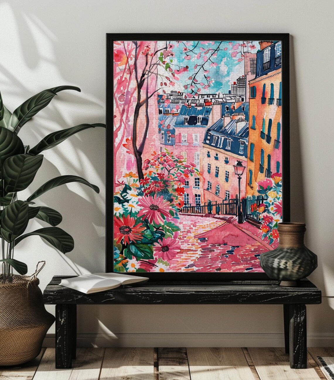 Pink Abstract Flower Jigsaw Puzzle Art, Floral Gift