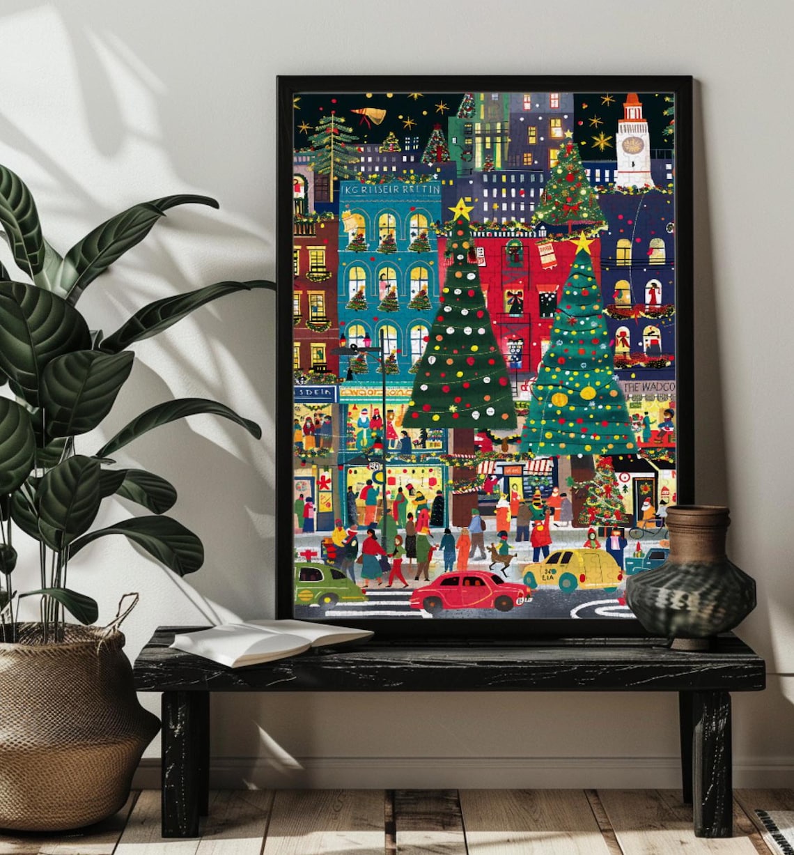 Christmas Snowy Scene, Whimsical Winter Village - Image 2