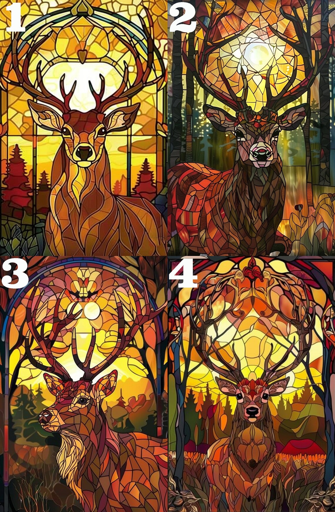 Stained Glass Deer Jigsaw Puzzle Art Print - Image 4