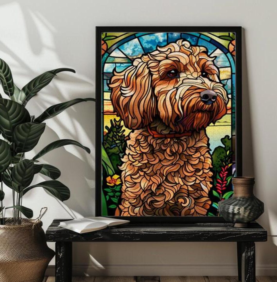 Stained Glass Goldendoodle Dog Puzzle, Gift Idea - Image 3