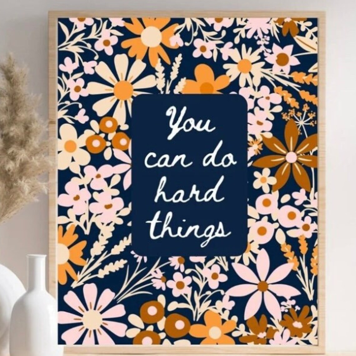 You Can Do Hard Things Trendy Affirmation Poster