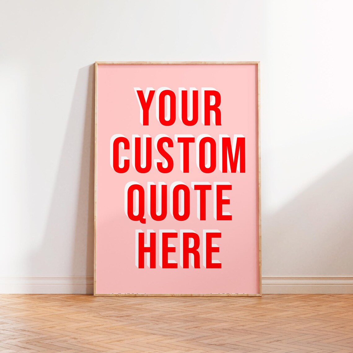 Personalized Typography Quote Art Print, Pink Red