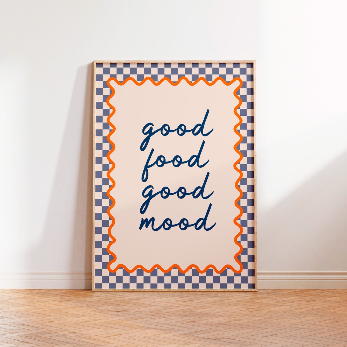 Good Food Good Mood Retro Kitchen Quote Art Print - Image 2