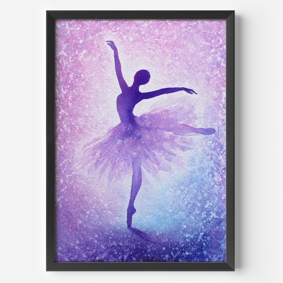 Elegant Ballet Art Print Watercolor Dancer Pink Violet Scandi Poster Flair Artistic Wall Decoration Living Room Hallway Childrens