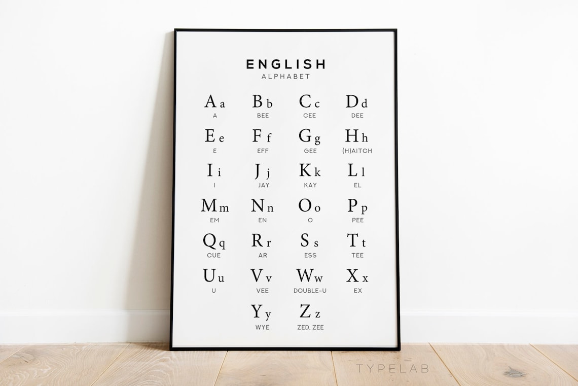 English Alphabet Art Print, Black White Nursery Decor - Image 2