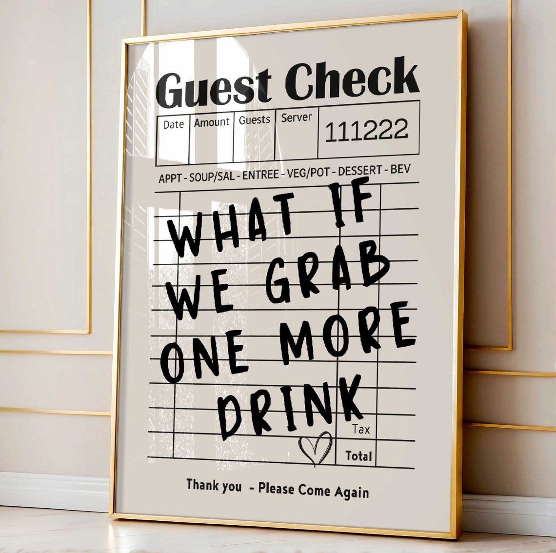 What If We Grab One More Drink Black Retro Guest Check Bar Poster - Image 2