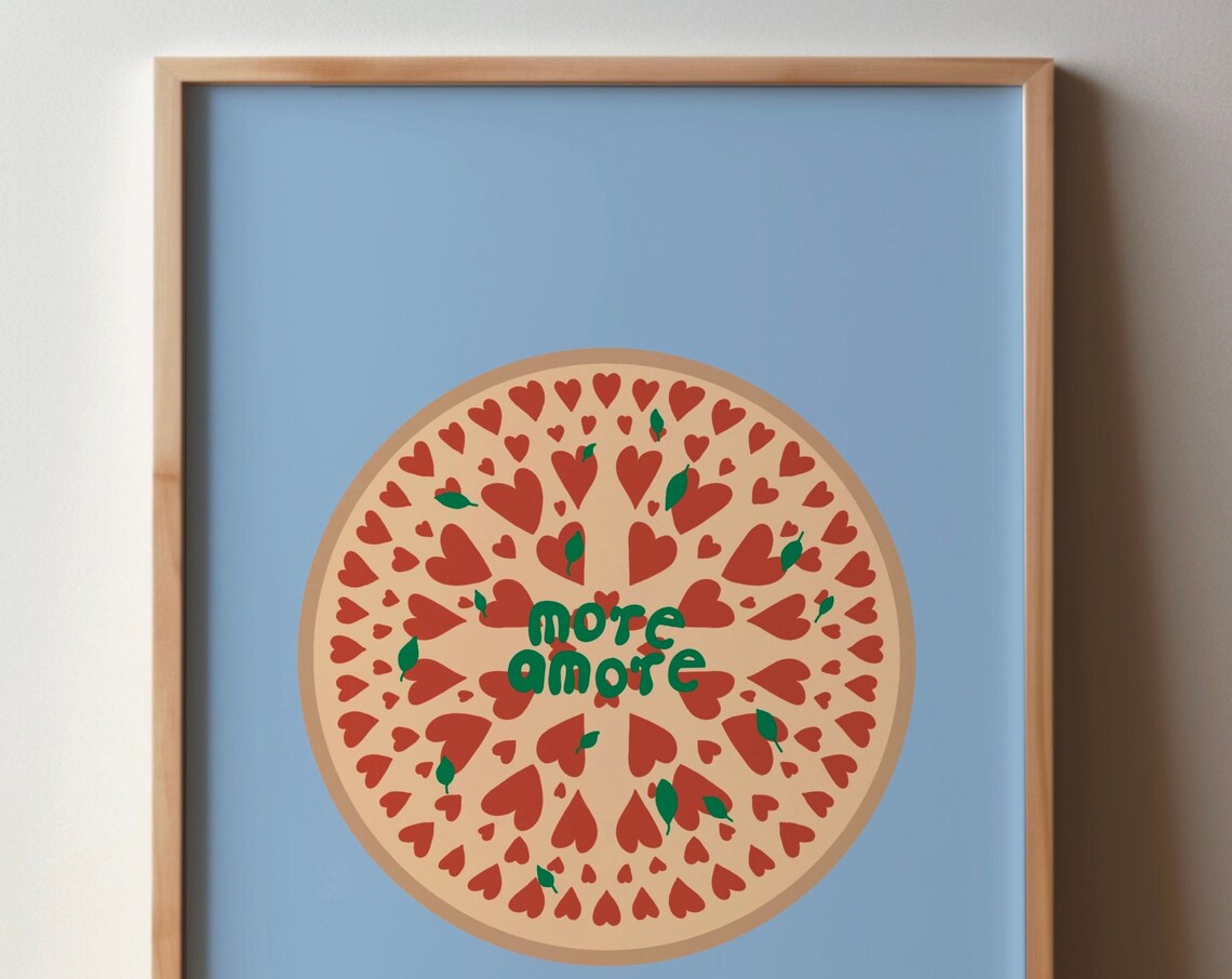 More Amore Pizza Quote Poster Print, Funny Love
